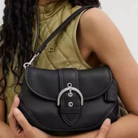 Coach Black Leather Soho Flap Bag - Picture 10 of 13